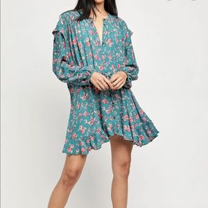 Free People Flower Fields Mini Dress in Emerald Combo Size XL - See pictur…